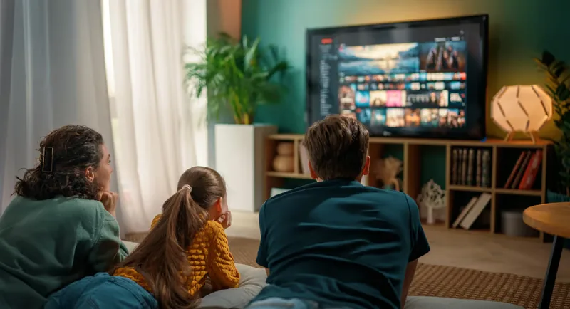 Family streaming live TV and movies on IPTV in the USA