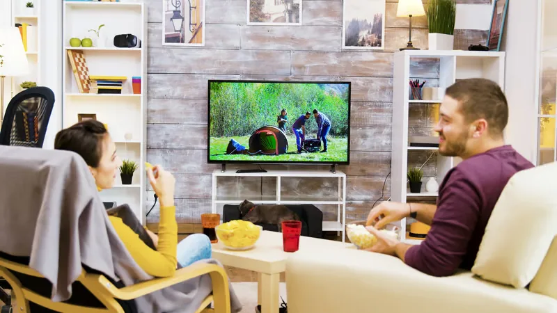 A family using IPTV services at home