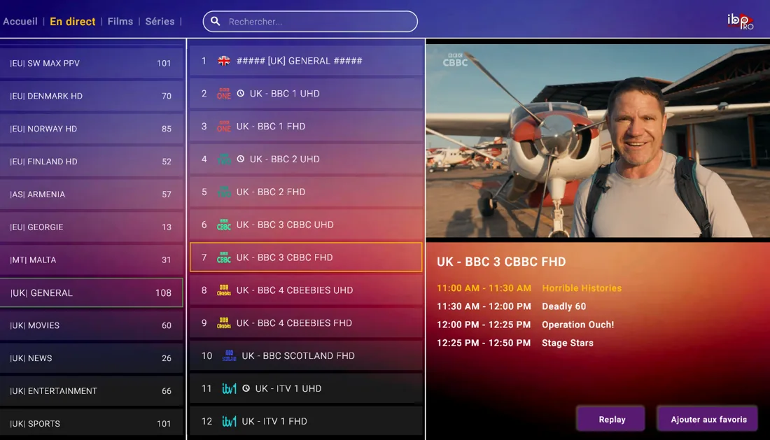 IPTV vs cable comparison showing UK channels and categories in one app