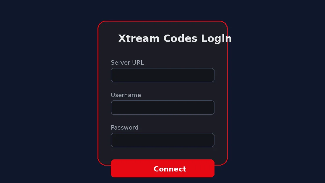 Xtream Codes daily login screen on an IPTV player app