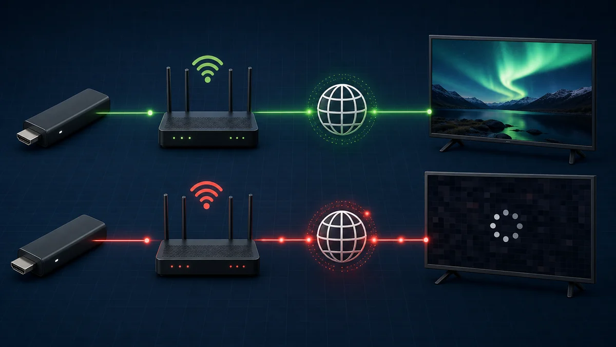Diagram comparing a healthy stream with a buffering connection